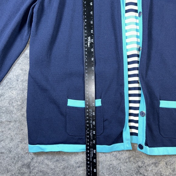 Alfred Dunner Layered Blouse Women's XL Navy Blue Beaded Anchor‎ Nautical Cruise - Picture 3 of 8